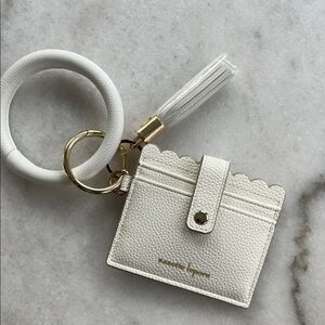 Nanette Lepore Wristlet Card Holder Keychain with Gold Accents